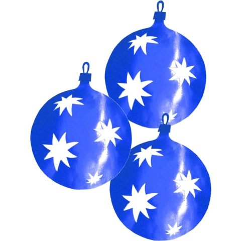 Grote Kerstbal hangdecoratie van karton - 3x - blauw - Dia 40 cm - Kerstversiering -