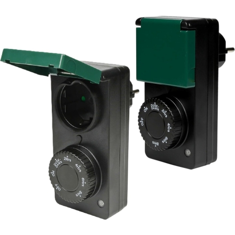 Tijdschakelaar - 2x - voor buiten - programmeerbaar - 6 standen - IP44 -  spatwaterdicht -