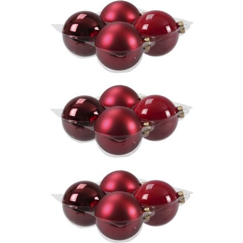 12x stuks glazen kerstballen rood/donkerrood 10 cm mat/glans -