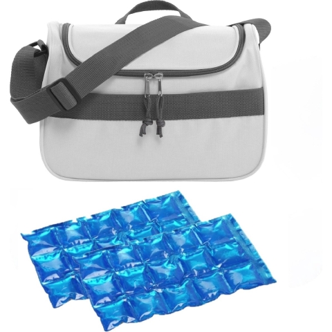Kleine koeltas voor lunch wit met 2 stuks flexibele koelelementen 10 liter -