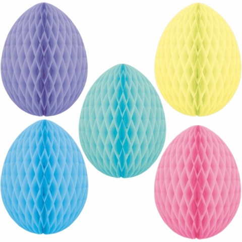 5x stuks hangende paaseieren deco versiering van papier 30 cm -