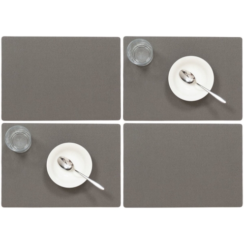 Wicotex luxe Placemats Plain - Set van 6x stuks - donkergrijs - 43 x 30 cm - Met anti slip laag - Te -