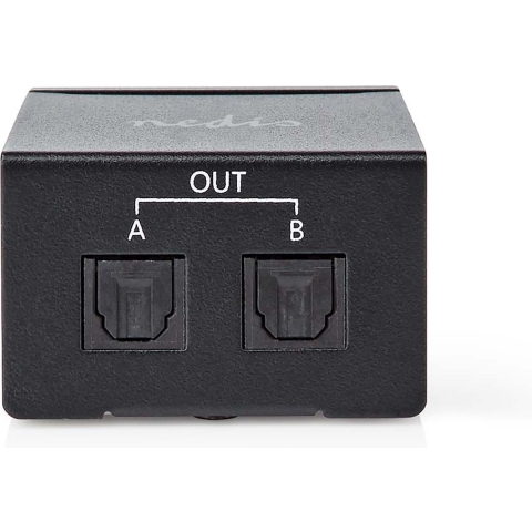 Nedis ASPL2512BK Toslink-splitter 2-wegs Input: Toslink Female Output: 2x Toslink Drukknop Metaal Zwart