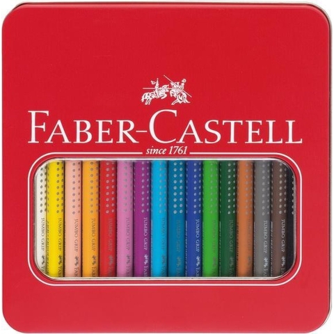 Faber Castell FC-110916 Kleurpotlood Jumbo GRIP Etui Met 16 Stuks Assorti