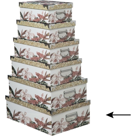 5Five Opbergdoos/box - 3x - wit - L48 x B33.5 x H16 cm - Stevig karton - Junglebox -