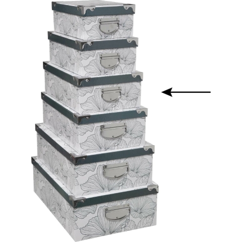 5Five Opbergdoos/box - 5x - Art-deco wit - L36 x B24.5 x H12.5 cm - Stevig karton - Artdecobox -