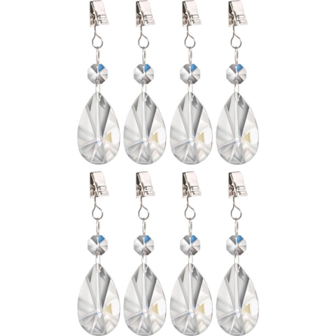 12x stuks tafelkleedgewichtjes kristallen druppels glas -
