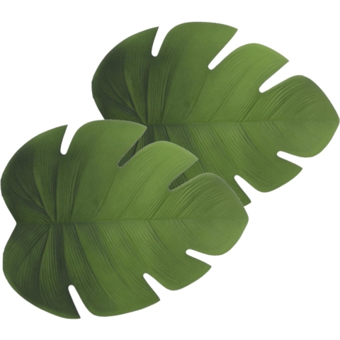 Tafel Placemats blad groen - 10x - vinyl - 47 x 38 cm - Onderleggers - Monstera bladeren -