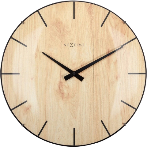 NeXtime NE-3249 Wandklok Edge-Wood-Dome Dia 35cm Kunststof Licht Bruin