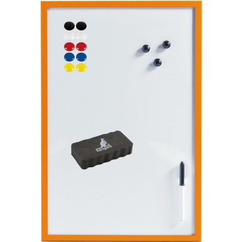 Magnetisch whiteboard/memobord met marker/wisser/magneten - 40 x 60 cm - oranje -