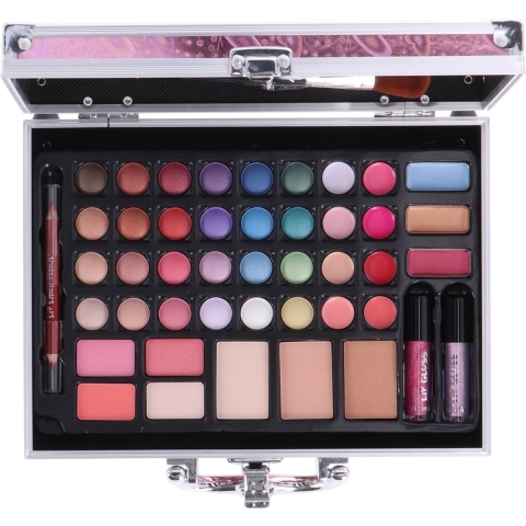 Casuelle Make-Up Koffer Holografisch Vlinderpatroon Roze