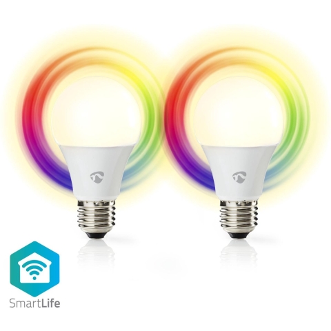 Nedis WIFILC21WTE27 Wi-fi Smart Led-lampen Full-colour En Warm-wit E27 2-pack