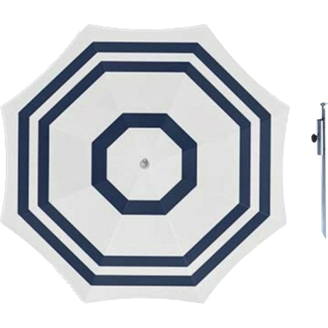 Parasol - Wit/blauw - D140 cm - incl. draagtas - parasolharing - 49 cm -