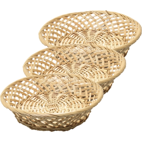 Broodmand rond - 3x - D33 cm - mandje rotan/riet -