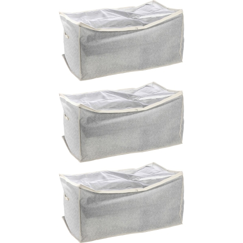 Opbergtas/beschermhoes beddengoed/kleding - 3x - grijs - polyester - 91 x 53 x 47 cm -