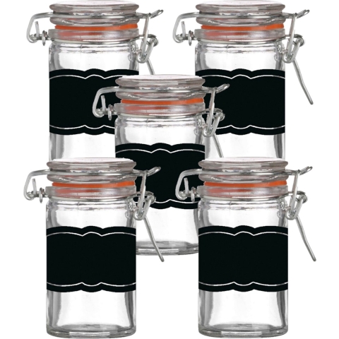 Weckpotje/inmaakpotje- 10x - 70 ml - glas - met beugelsluiting - incl. etiketten -