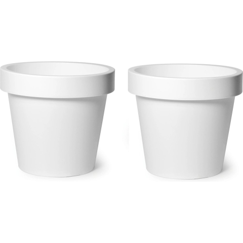 Plantenpot/bloempot - 2x - kunststof - wit - Tuin buiten - D40 x H35 cm -