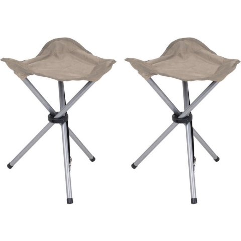 Urban Living bijzet krukje/stoeltje - 4x - Opvouwbaar - Camping/outdoor - D32 x H43 cm - Beige -