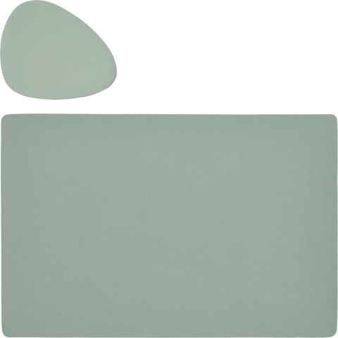 Placemats en onderzetters lederlook - set 6x - mintgroen - 45 x 30 cm -
