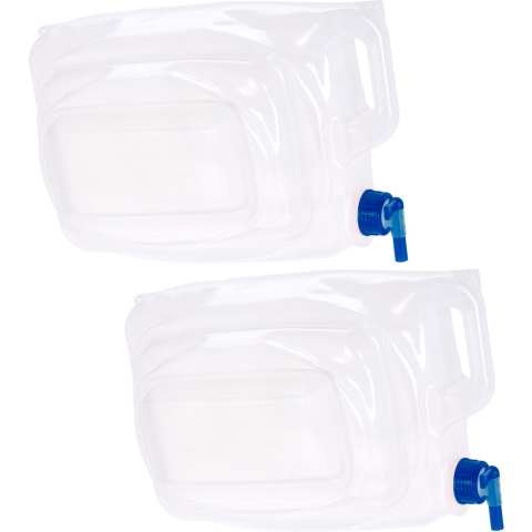 Jerrycan/watertank met kraan - 2x - opvouwbaar - 13 liter - outdoor/kamperen -