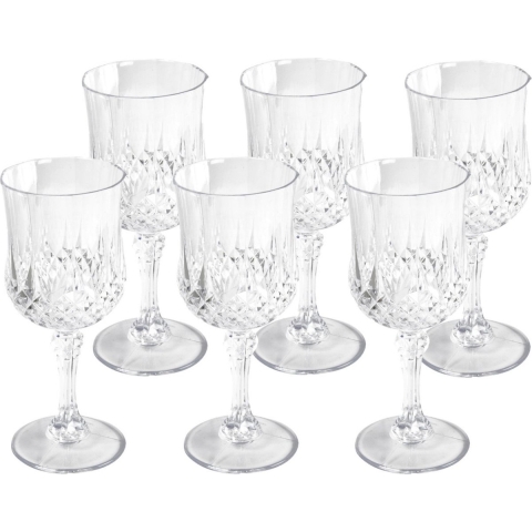 Wijnglazen met kristaleffect - 24x stuks - 200 ml - kunststof - herbruikbaar -