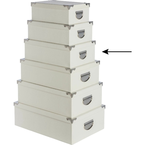 5Five Opbergdoos/box - 4x - ivoor wit - L36 x B24.5 x H12.5 cm - Stevig karton - Crocobox -