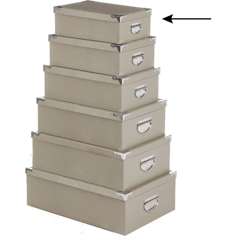 5Five Opbergdoos/box - 6x - beige - L28 x B19.5 x H11 cm - Stevig karton - Crocobox -