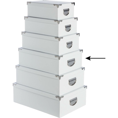 5Five Opbergdoos/box - 4x - wit - L40 x B26.5 x H14 cm - Stevig karton - Whitebox -