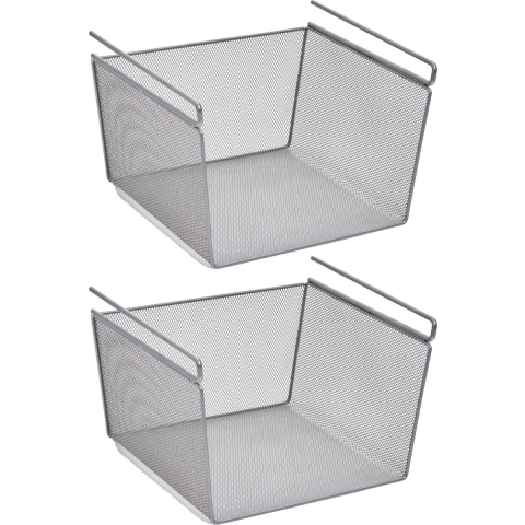 Kastmandje - 2x - opberg/hang mandjes - metaal - 29 x 26 x 19 cm -