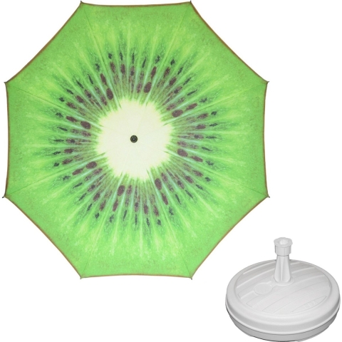 Parasol - kiwi fruit - D160 cm - incl. draagtas - parasolvoet - 42 cm -