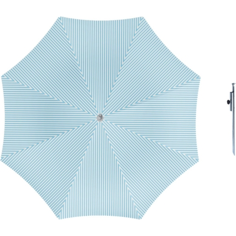 Parasol - lichtblauw/wit - D160 cm - incl. draagtas - parasolharing - 49 cm -