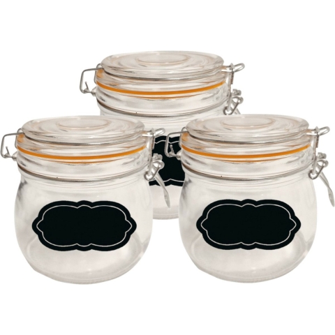 Weckpot/inmaakpot - 6x - 500 ml - glas - met beugelsluiting - incl. etiketten -