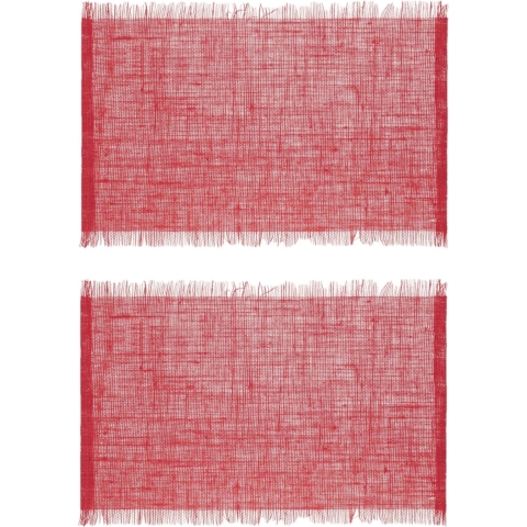 Secret de Gourmet Jute tafel placemat - Set van 10x stuks - rood - 45 x 30 cm - Onderleggers - met r -