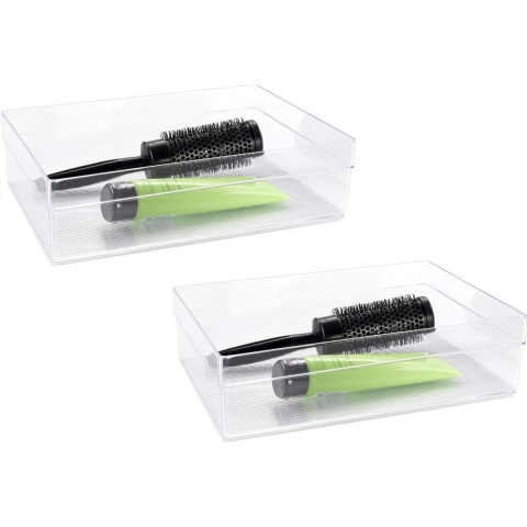 10x Organizer bakjes transparant 30 x 22 x 5 cm -