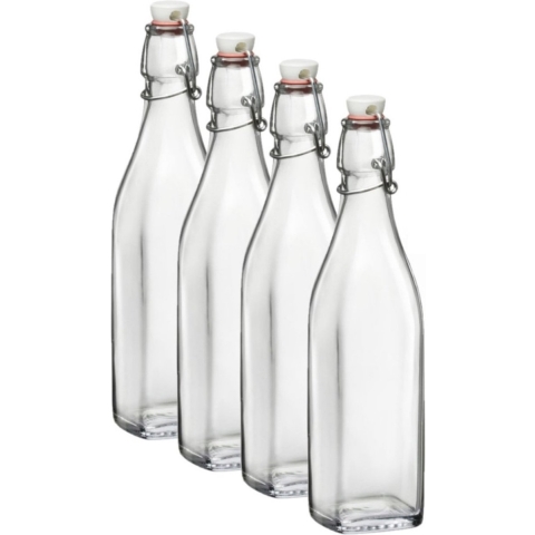 Beugelflessen/weckflessen transparant - 6x stuks - 250 ml - vierkant - Karaf -