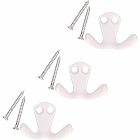 3x Luxe kapstokhaken / jashaken / kapstokhaakjes wit metaal 4.5 x 2.8 cm -