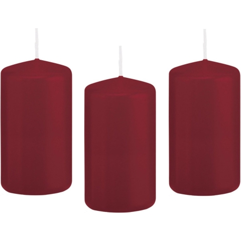 Cilinderkaars/stompkaars - 8x - bordeauxrood - 6 x 12 cm - 40 branduren -