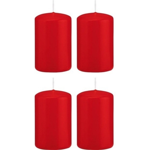 Cilinderkaarsen/stompkaarsen - set 16x - rood - 5 x 8 cm - 18 branduren -