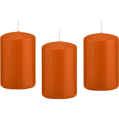 Cilinderkaars/stompkaars - 10x - oranje - 5 x 8 cm - 18 branduren -