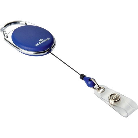 Durable Pashouder | met drukknoplus | bandlengte 800 mm | blauw | 1 stuk - 832407 832407