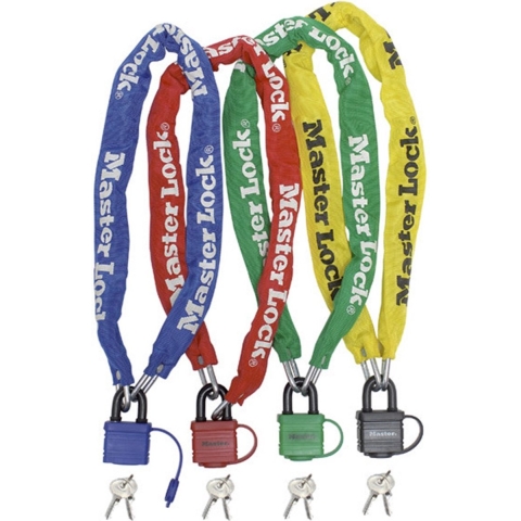 Masterlock Steel chain 90cm x Ø 6mm - padlock 40mm w/2 keysnylon sleeve - colour - 8390EURDPROCOL