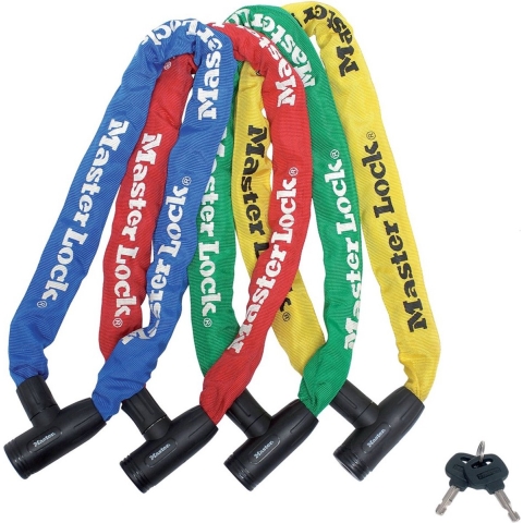 Masterlock Keyed steel chain 90cm x Ø 8mm w/2 keysnylon sleeve - colour : 2 blue - 8391EURDPROCOL