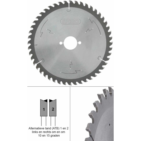 Spero 140mm hout TCT zaagblad 48 tands - asgat 20mm - SPW-140-48-20