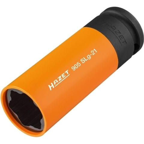 HAZET Krachtdopsleutel · speciaal profiel 905SLG-21 · 1/2 inch (12,5 mm) vierkant hol · Wielbouten hybride speciaal profiel · SW 21 mm