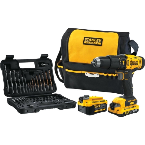 Stanley SFMCD711DMA-QW 18 Volt Klopboormachine, 2 Accu's, Tas, 50 Delige AccessoireSet