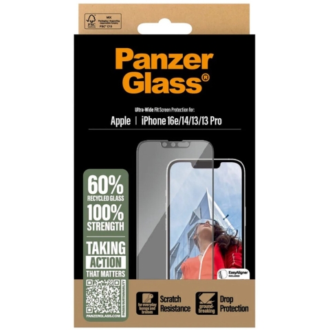 Panzerglass Uw-fit Align Clear Screenprotector Voor Iphone 16e/14/13/13 Pro Transparant