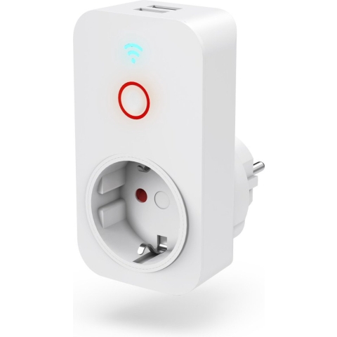 Hama Slim Wifi-Stopcontact + 2x USB-A Wit