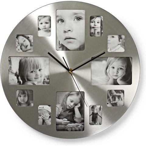 Nedis CLWA003PH40 Ronde Wandklok Diameter 40 Cm Fotolijst Zilver