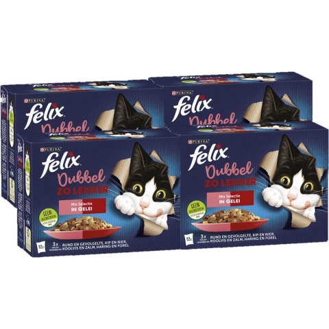 4x Felix Dubbel Zo Lekker Mix Selectie in Gelei 12 x 85 gr