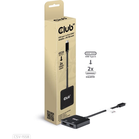 club3D CSV-1558 USB-C-displaykabel USB-C / HDMI Adapter USB-C stekker, HDMI-A-bus 15 cm Zwart